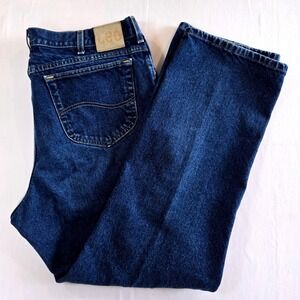 Mens Lee Jeans 41 x 30 Dark Wash‎ Heavy Denim Relaxed Fit Classic Casual Pants